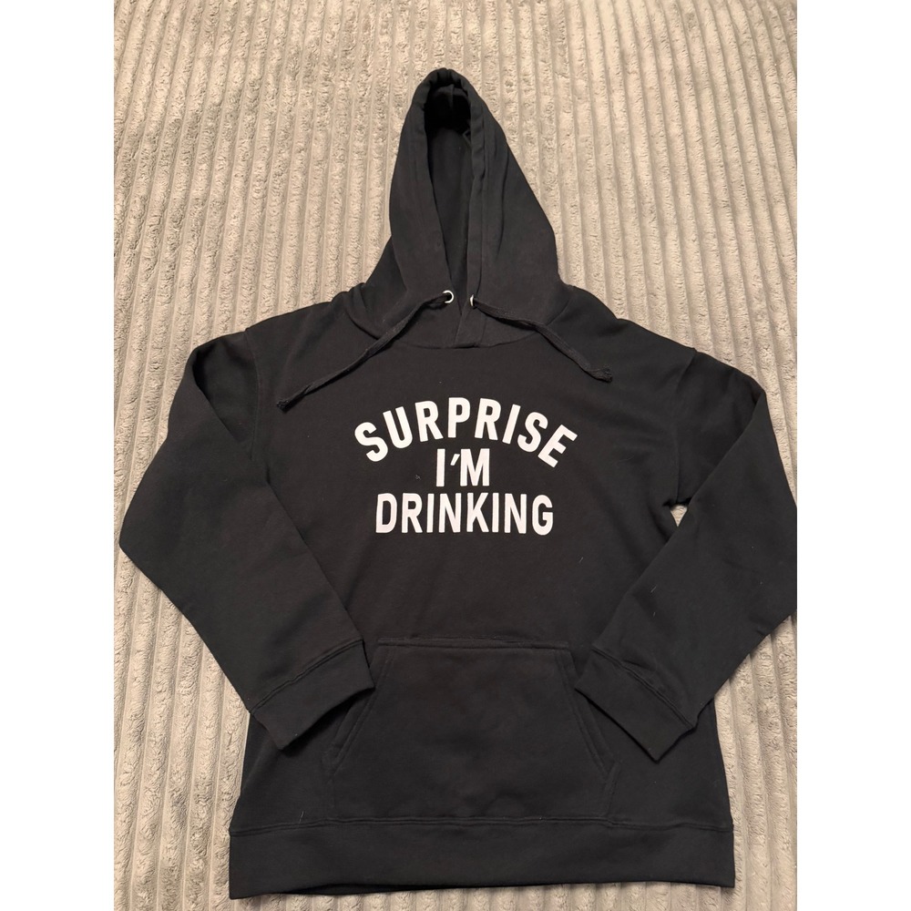 Surprise I'm Drinking Black Graphic Hoodie Mens Pullover Sweatshirt‎ Funny Humor